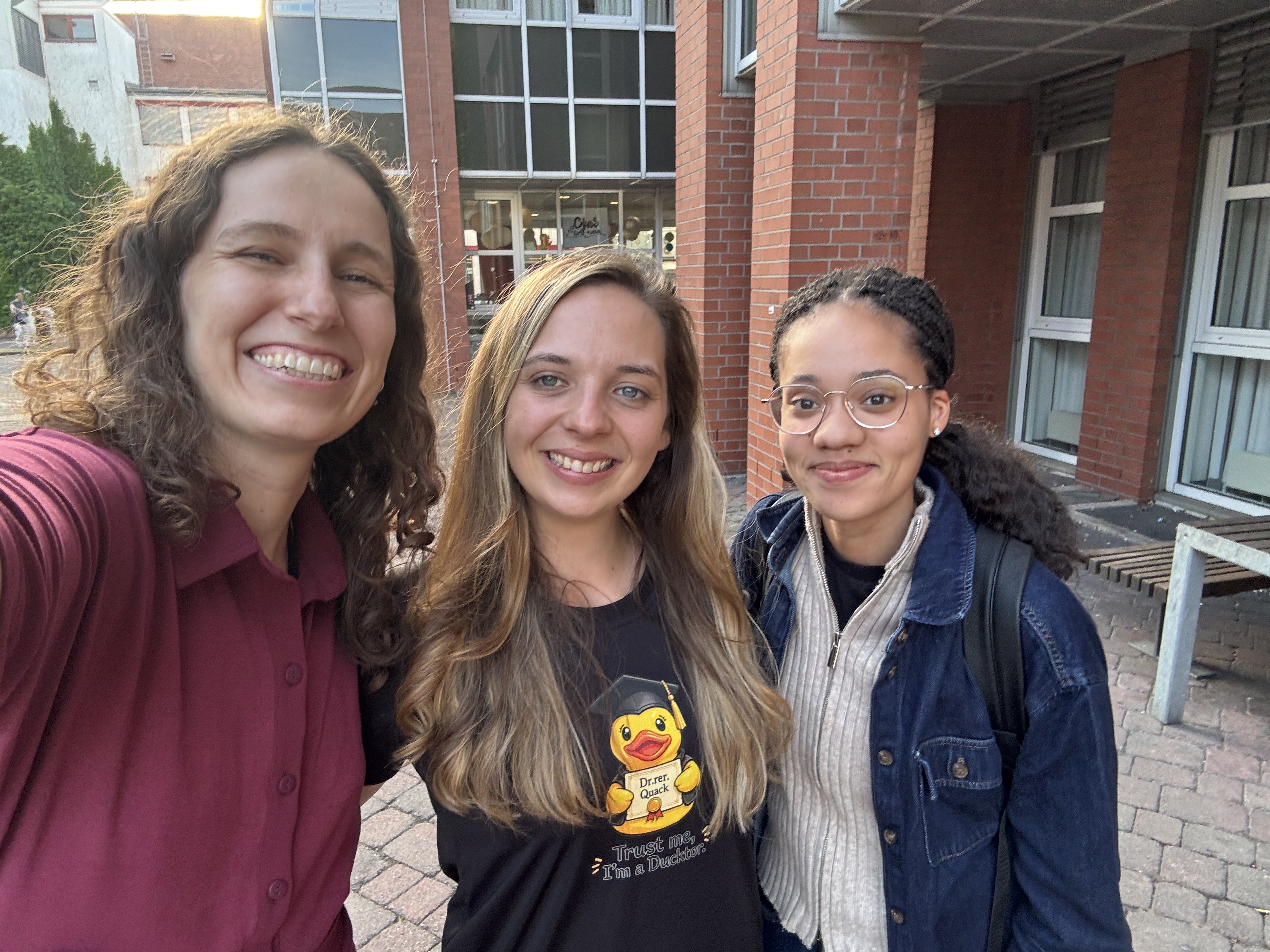 Friends celebrating at the PhD party